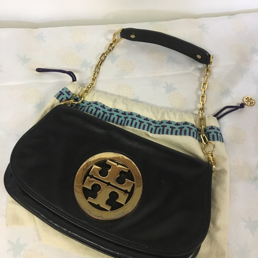 Tory Burch Black Leather Reva Clutch